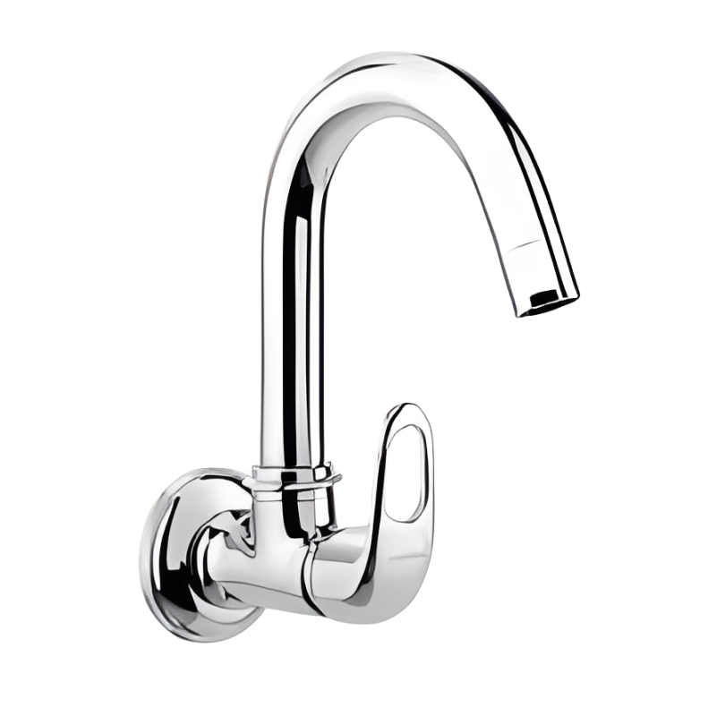 Sink cock (Wall mounted) with 150mm(6inch) long swivel spout and wall flange