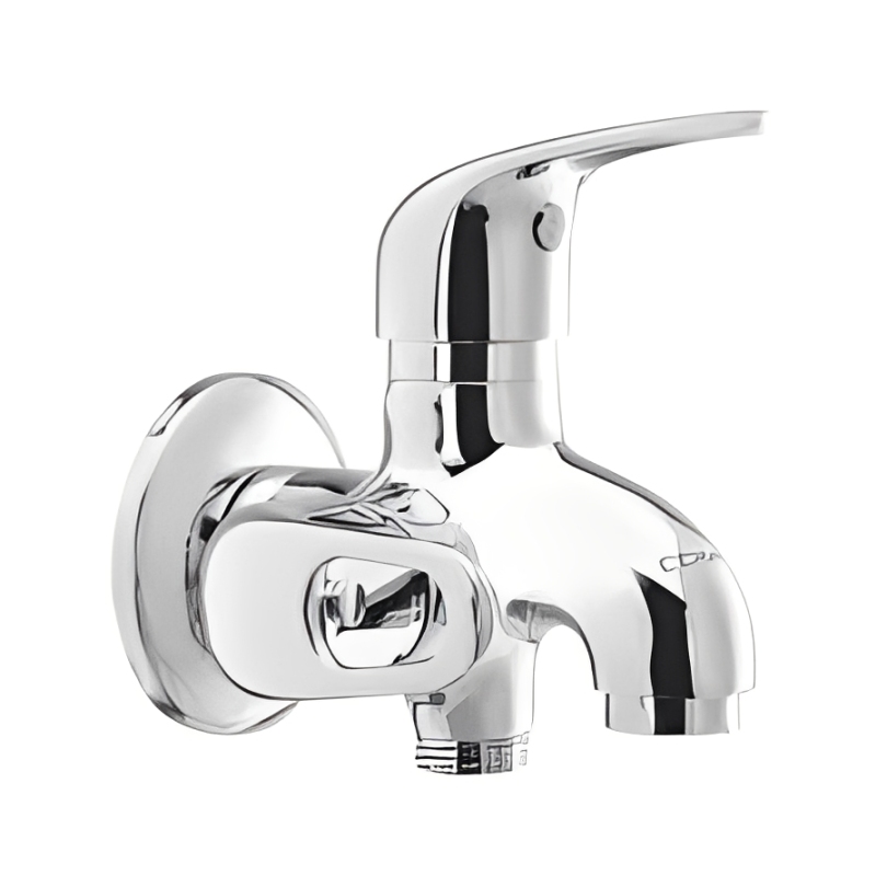 2 Way bib cock with wall flange and aerator