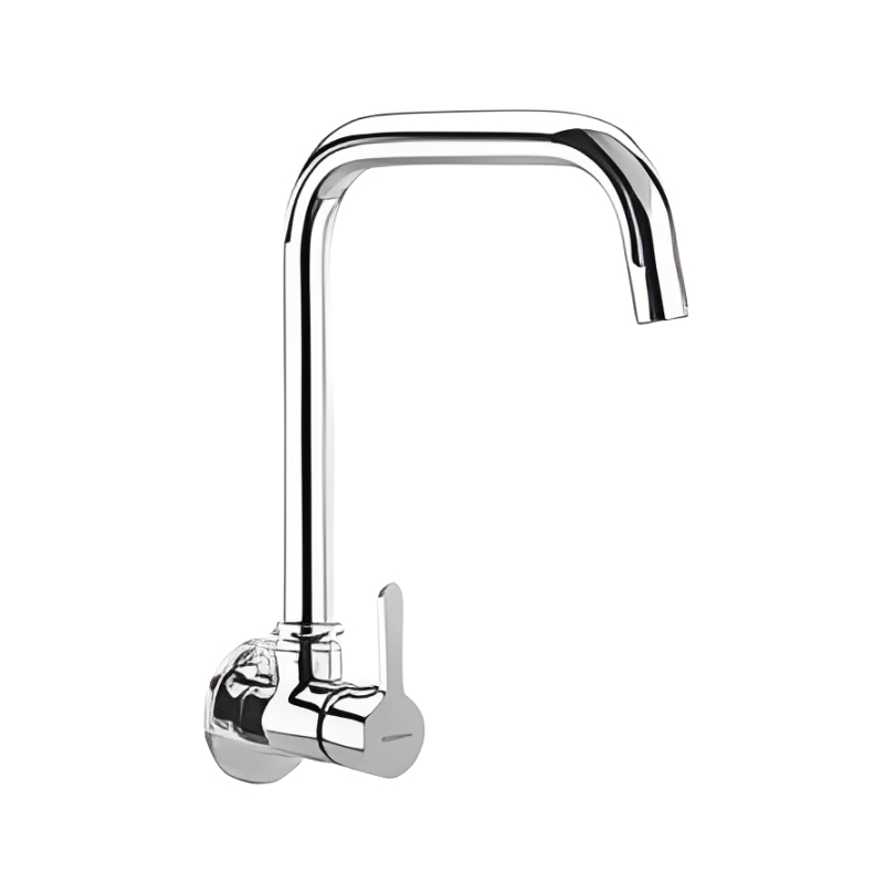 Single lever sink mixer (table mounted) with 235mm (9inch) long swivel spout and 450mm long braided connection pipe