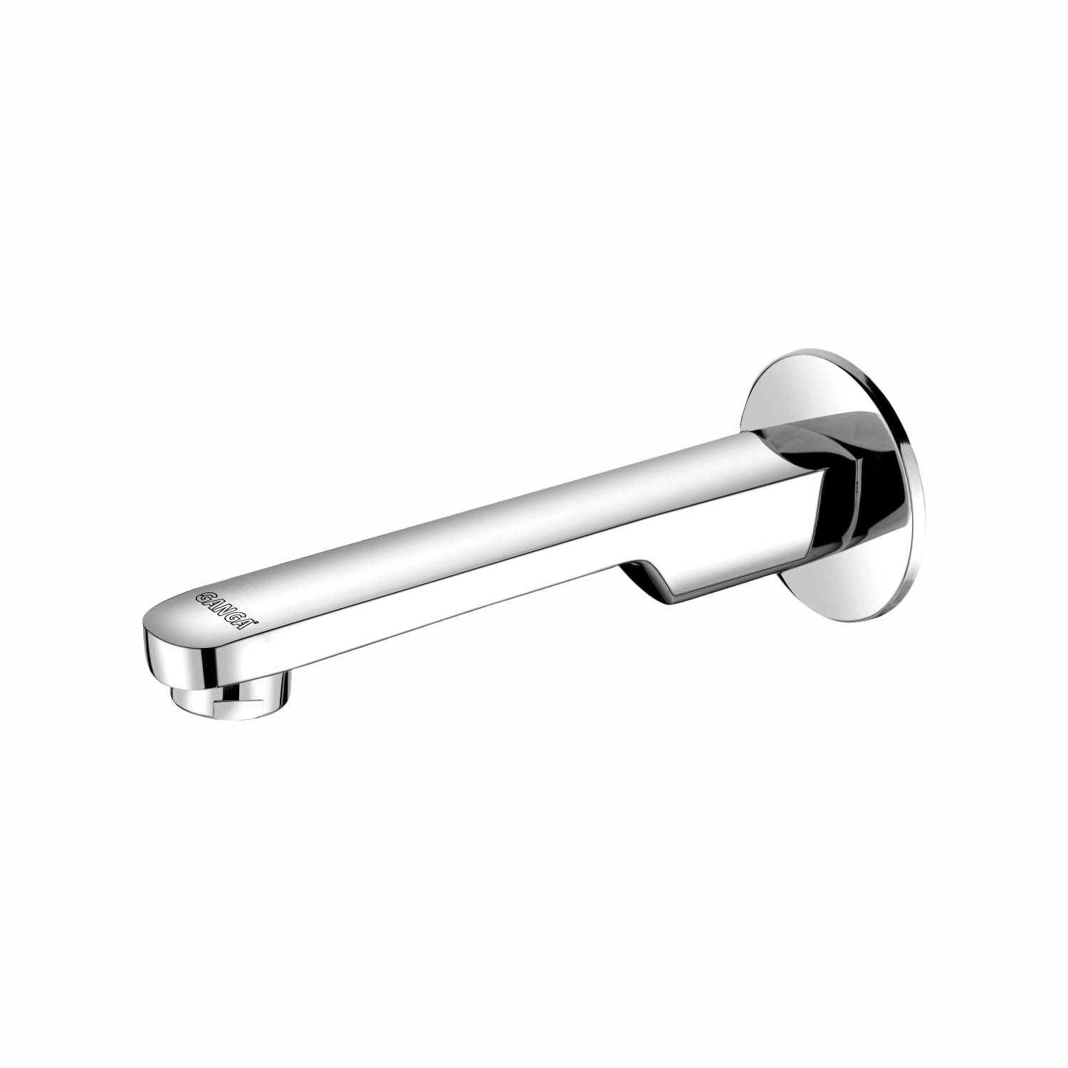 Bath tub spout with wall flange
