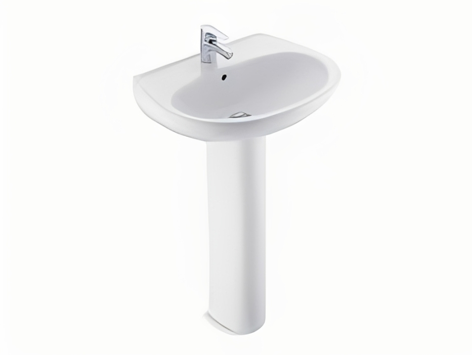 Brive Pedestal lavatory with single faucet hole in white